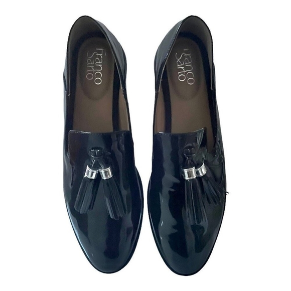 FRANCO SARTO Vegan Leather Loafers Black Women’s Slip-On Moccasins 9.5 M - Picture 2 of 6